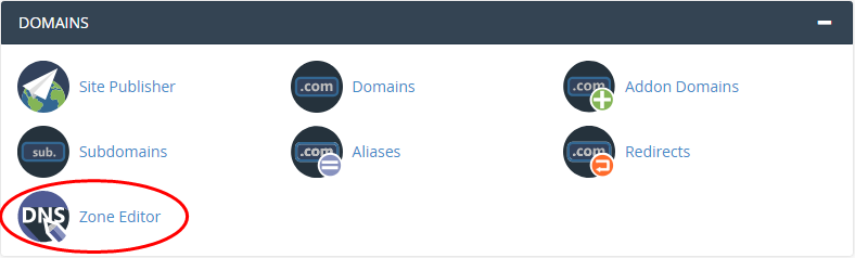 cPanel - Domains - Zone Editor