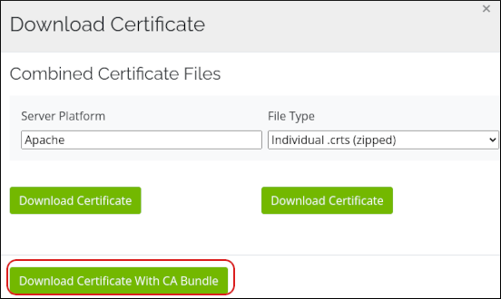 Customer Portal - SSL Certificate - Download Certificate - Certificate with CA bundle