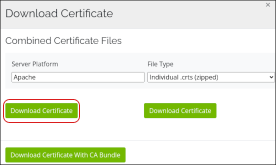 Customer Portal - SSL Certificate - Download Certificate - Server Platform