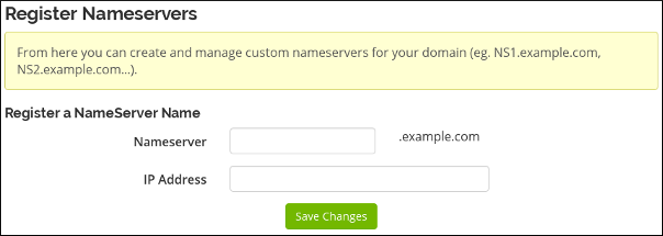 Customer Portal - Domains - Register nameserver