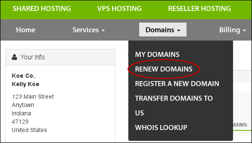 Customer Portal - Renew domains